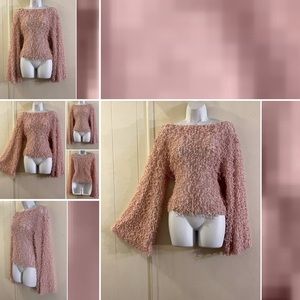 Shaggy Crop Style Bell Sleeves Sweater